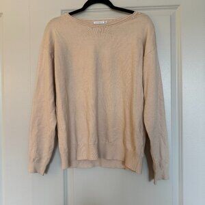 Staccato Beige Fine Knit Long Sleeve Sweater Size M Minimalist Neutral